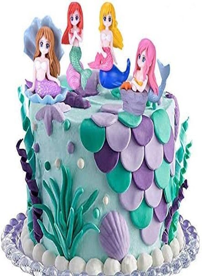 Mistletoe 4PCS Mermaid Characters Figurines for Ocean Theme Cake Decoration Cake Toppers, Mini Cute DIY Ornaments Miniature Mermaid Doll Figurines for Fairy Garden, Terrarium, Dollhouse - Image 4